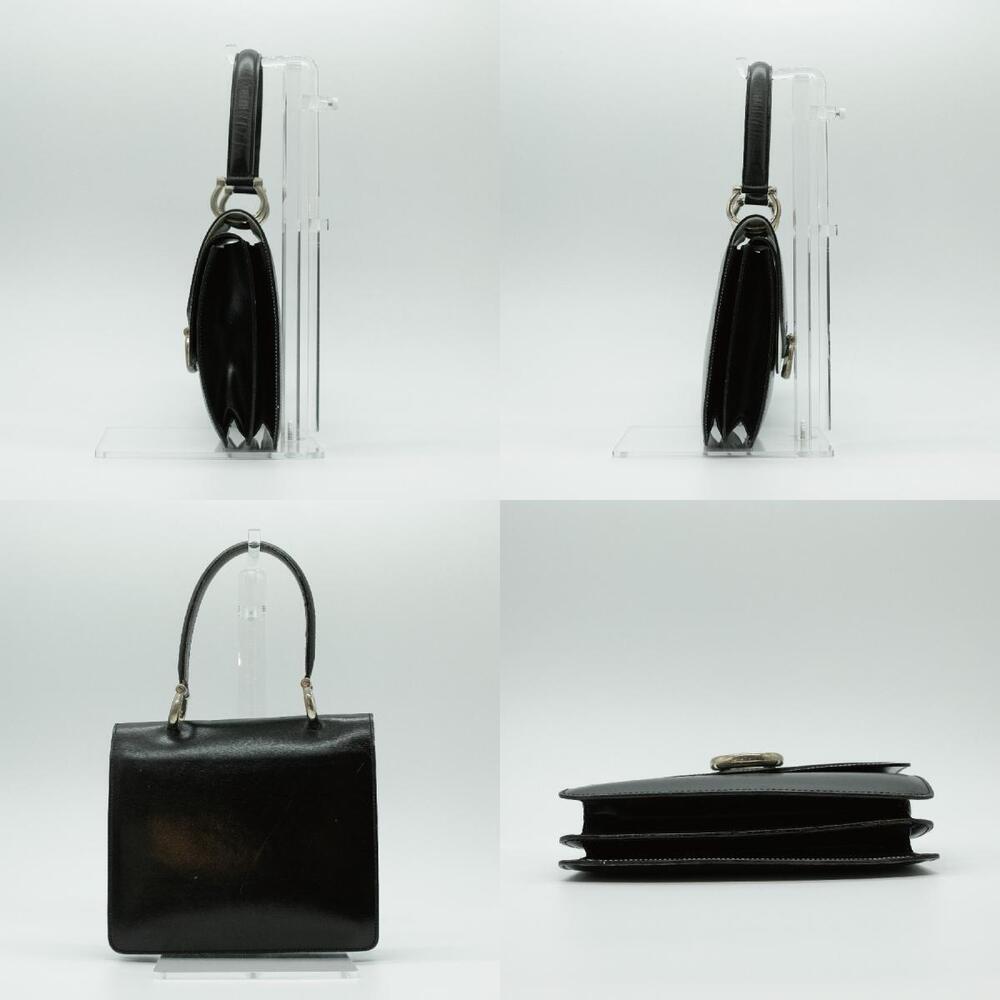 Celine silver accessories flap handbag double leather Gancini black Silver Black